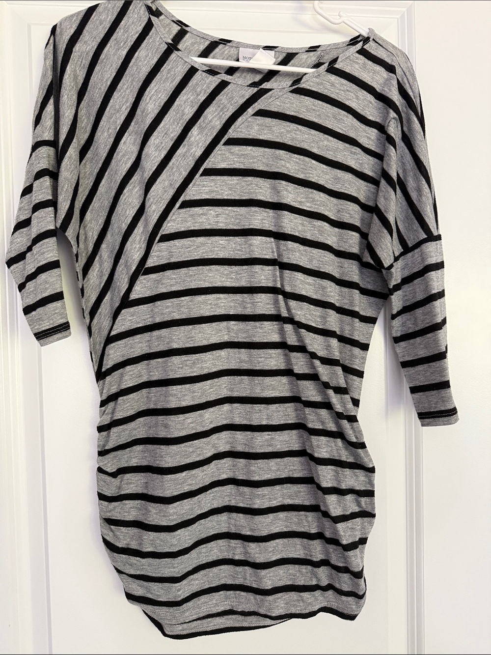 Motherhood Gray and Black Striped Dolman Tee Maternity